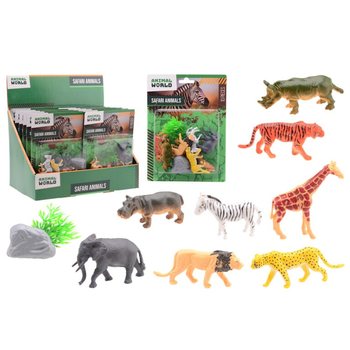 ANIMAL WORLD - SET MAINAN HEWAN SAFARI 10 BAGIAN PADA KARTU - DALAM DISPLAY (12 pcs.)