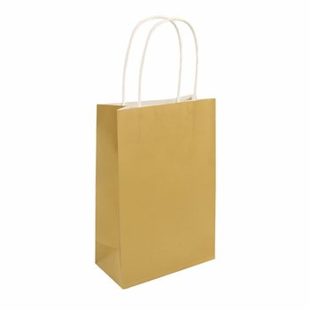 Kantong Kertas dengan Tali Gagang - 14x21x7cm - Warna: EMAS (24 pcs)