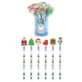 MIX PENSIL KARAKTER NATAL DENGAN PENGHAPUS (24 pcs)