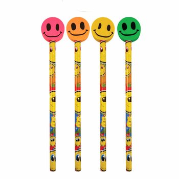 Pensil Smiley Ceria dengan Penghapus (24 buah)