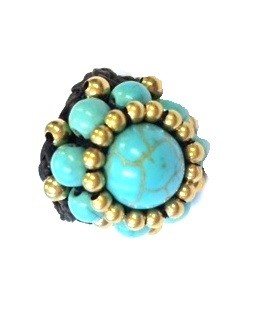 Cincin Gaya Ibiza dengan Batu Turquoise | Cincin Boho Handmade