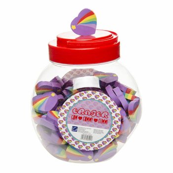 Penghapus Bentuk Hati Pelangi dalam Toples (100 pcs)