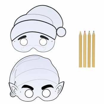 ECO FRIENDLY Mewarnai Masker Natal Sendiri dengan 4 Pensil (12 buah)