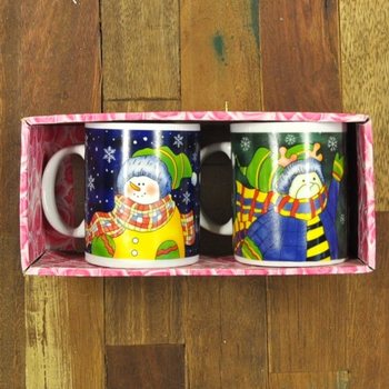 Set 2 Gelas Mug Natal dalam Kotak Hadiah Mewah