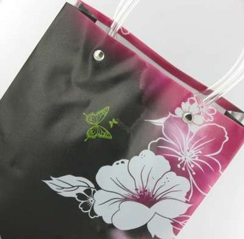 Tas Kado / Tas Belanja Hitam/Pink/Bunga Putih Large (12 pcs)