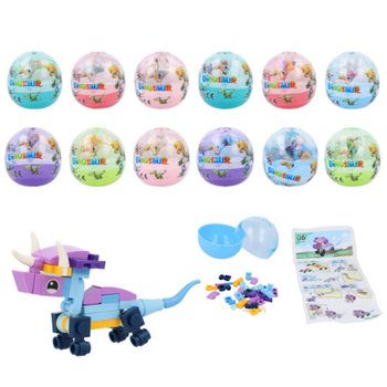 BRICK BALOK SUSUN DINOSAURUS DALAM KAPSUL DAN DISPENSER (12 pcs)