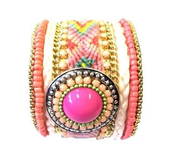 Gelang Lebar Mewah Gaya Ibiza Salmon/Pink (1 pc)