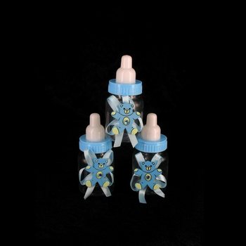 BOTOL MINUM DEKORATIF BIRU DENGAN BERUANG (12 pcs)