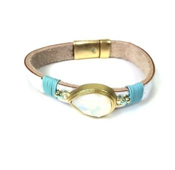 Gelang Perak dengan Tetesan Kerang Mutiara Gaya Ibiza (1 pcs)