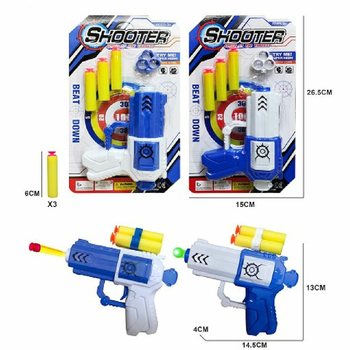 Pistol Mainan Shooter dengan 3 Peluru Cop Suction - Kemasan Kartu (6 pcs)