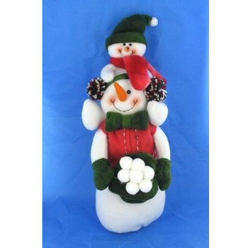 Boneka Salju Mewah dengan Bayi Salju di Pundaknya 38 CM
