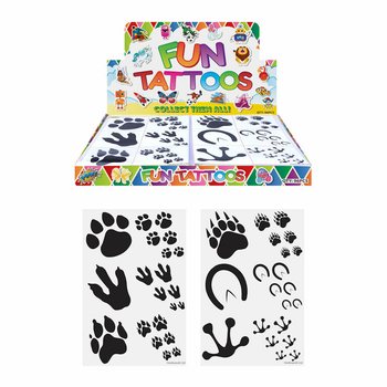 Tato Temporer Lucu - Model: Jejak Kaki Hewan dalam Display (96 pcs)