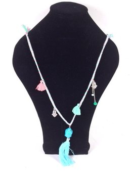 Kalung Gaya Ibiza dengan Buddha Biru (1 pc)