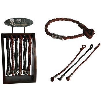 Gelang Kulit Kepang "Skull" dengan Display Kayu (96 pcs)