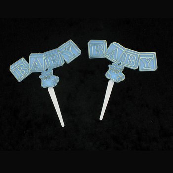 TUSUKAN CUPCAKE KELAHIRAN - BABY BLUE (12 pcs)