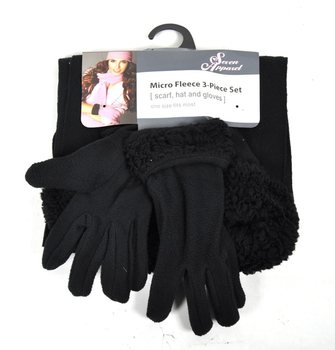 Set Micro Fleece 3 Buah Hitam