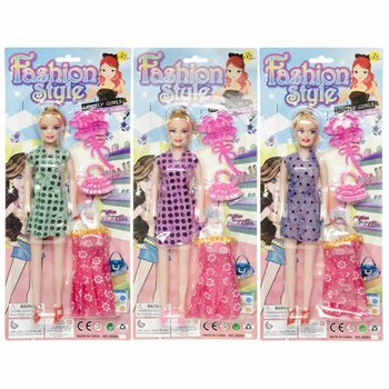Boneka Fashion dengan Gaun di Kemasan Kartu (12 pcs)