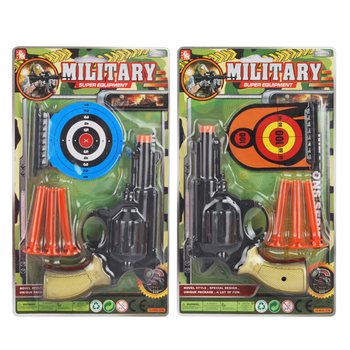 Set Pistol Militer dengan 3 Anak Panah Tempel & Target (6 pcs)