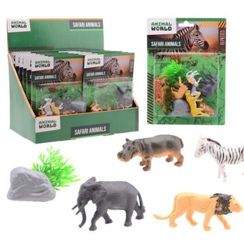 ANIMAL WORLD - SET MAINAN HEWAN SAFARI 10 BAGIAN PADA KARTU - DALAM DISPLAY (12 pcs.)