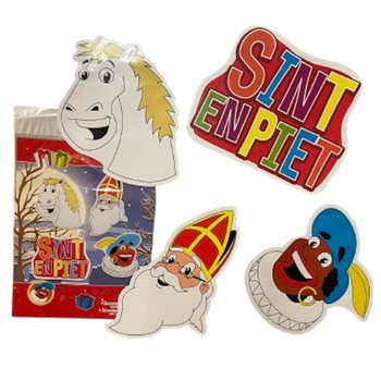 SINTERKLAAS SINT & PIET - SET PAPAN DEKORASI TIMBAL BALIK 4 BAGIAN (6 pcs.)
