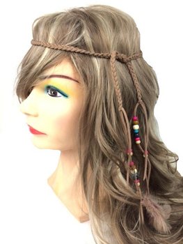 BANDO RAMBUT GAYA IBIZA DENGAN MANIK-MANIK COKELAT (1 pcs)