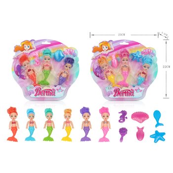 Set 3 Boneka Putri Duyung di Kartu (6 set)