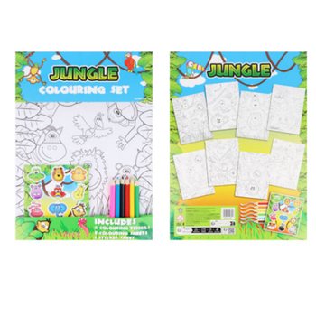 SET MEWARNAI BESAR - MODEL: HEWAN HUTAN - Ukuran 22x30x1 CM (12 pcs)