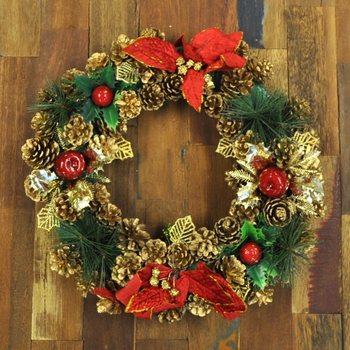 Lingkaran Daun Natal Mewah