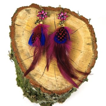 Anting Bulu dengan Manik Strass (1 pc)