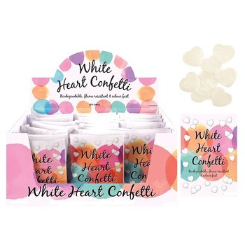 KONFETI HATI PUTIH PERNIKAHAN DALAM DISPLAY (24 pcs)