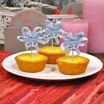 Topper Cupcake Kelahiran - Kereta Bayi Biru (12 pcs)