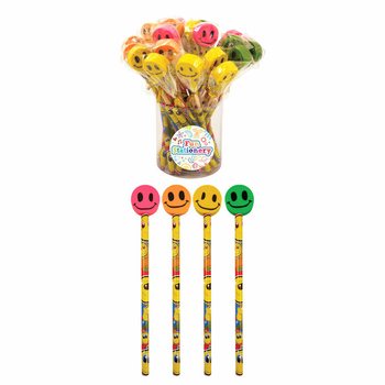 Pensil Smiley Ceria dengan Penghapus (24 buah)