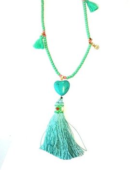 Kalung Ibiza dengan Jantung Toska (1 pcs)