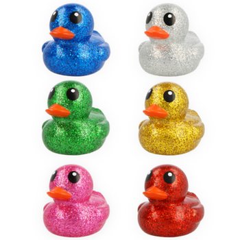 Bebek Karet Mandi Glitter Warna-Warni Ukuran Besar - 10x8x8 cm (6 pcs)