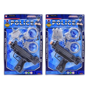 Set Mainan Polisi dengan Senapan Mesin, Borgol & Lencana (6 pcs)
