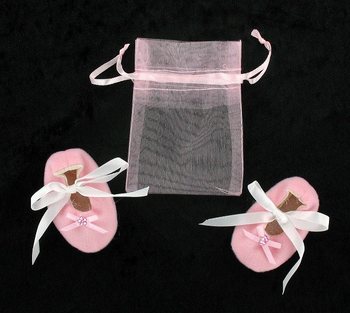 Sepatu Bayi Mini Dekoratif dengan Kantong Hadiah - Merah Muda (12 Pasang)