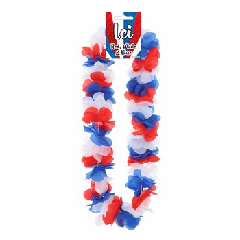 Kalung Hawaii - Merah / Putih / Biru (12 pcs)