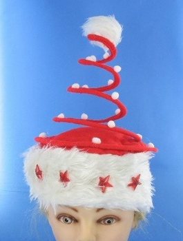 TOPI NATAL SPIRAL MEWAH DENGAN BINTANG MENYALA (12 pcs)