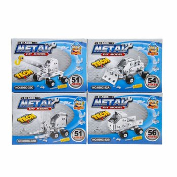 RAKIT SENDIRI KENDARAAN KONSTRUKSI LOGAM DALAM DISPLAY (24 pcs)