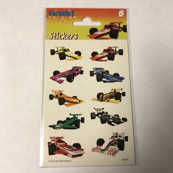 LEMBAR STIKER: MOBIL BALAP FORMULA 1, Ukuran 16 x 9 cm (10 pcs)