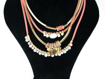 Kalung 4 Lapis Cantik Merah Muda (1 pc)