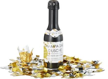 Cannon Confetti Botol Sampanye 31 cm – Perak Emas (4 pcs)