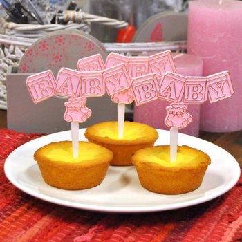 Tusukan Cupcake Kelahiran - Baby Pink (12 pcs)