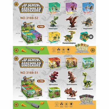 Kit Bangun Dinosaurus 3D dalam Kotak Hadiah - Display (8 pcs)