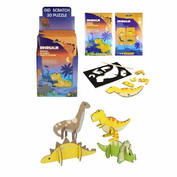 SCRATCH 3D Dinosaurus Puzzles - Display (18 pcs)