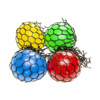 SQUISHY MESH BALL - Diameter: 5 CM - CAMPURAN WARNA CERAH DALAM DISPLAY (24 pcs)