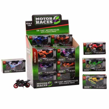 SEPEDA MOTOR SUPER SPORT DIE CAST, SKALA 1:24 DALAM DISPLAY (24 pcs)
