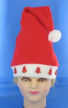 Topi Natal LED dengan Pohon Natal Merah (12 pcs)