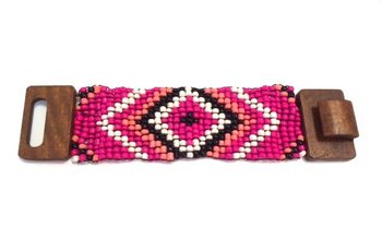 Gelang Kayu Aztek Gesper Fuchsia (1 pcs)