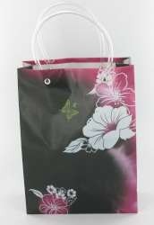 Tas Hadiah / Kantong Belanja Hitam/Pink/Bunga Putih Medium (12 pcs)